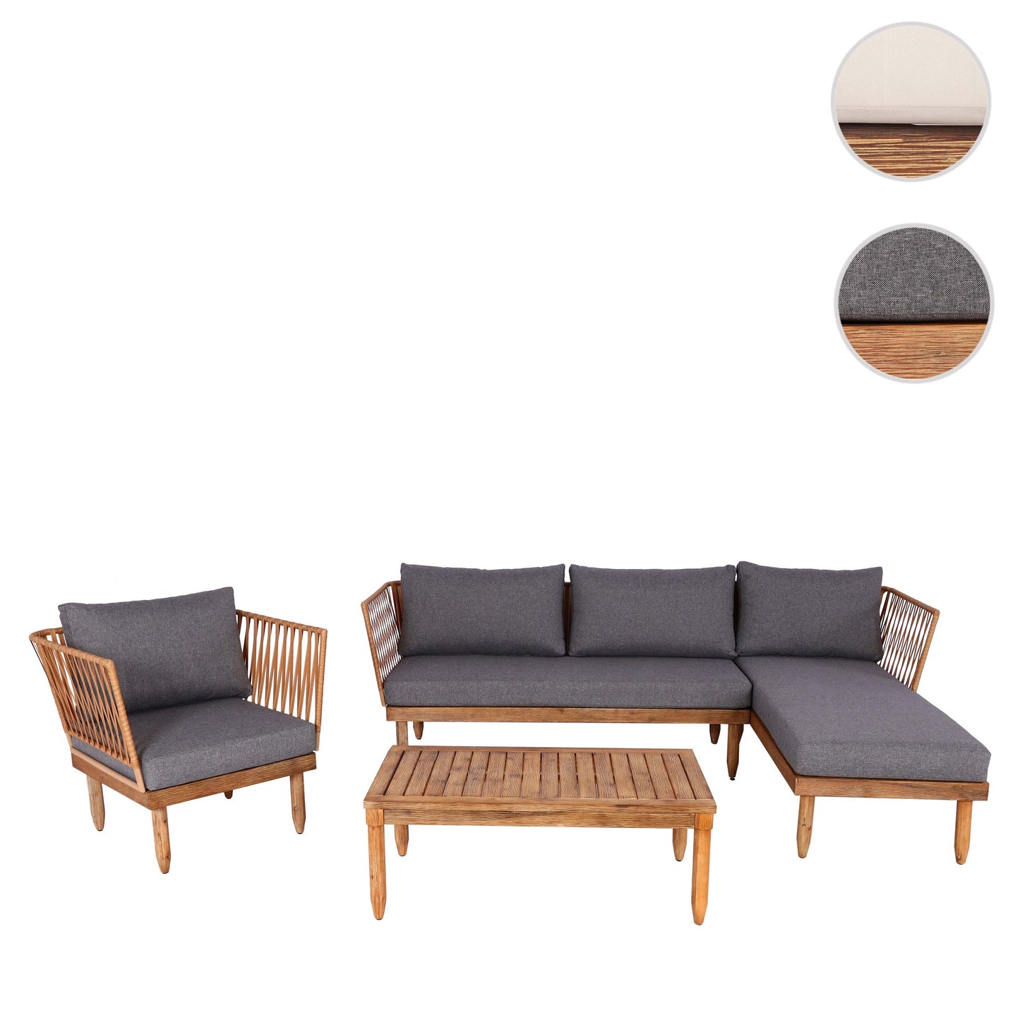 Tuinset MCW-L29, bankstel loungeset, acaciahout MVG-gecertificeerd ~ donkergrijs