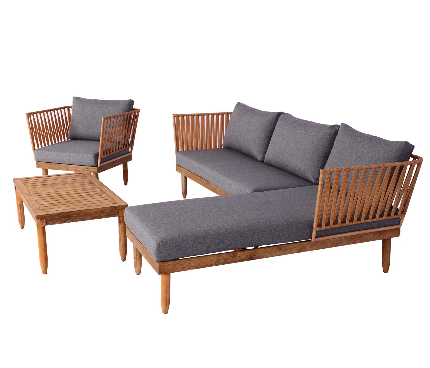 Tuinset MCW-L29, bankstel loungeset, acaciahout MVG-gecertificeerd ~ donkergrijs
