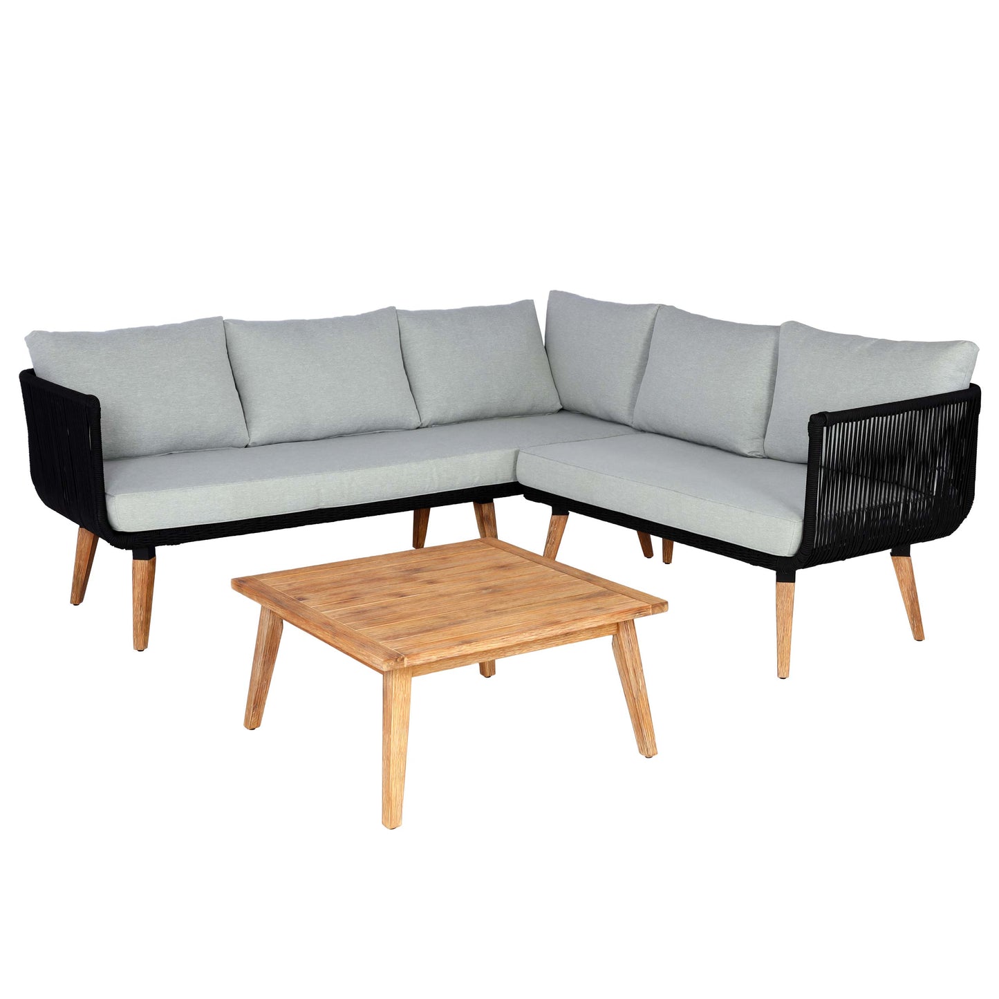 Tuinset MCW-L30, bankstel loungeset, acaciahout MVG-gecertificeerd ~ bekleding lichtgrijs