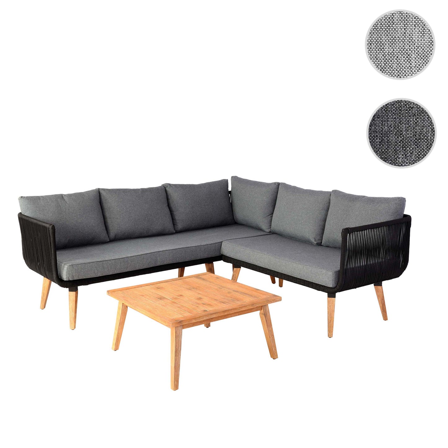 Tuinset MCW-L30, bankstel loungeset, acaciahout MVG-gecertificeerd ~ bekleding donkergrijs