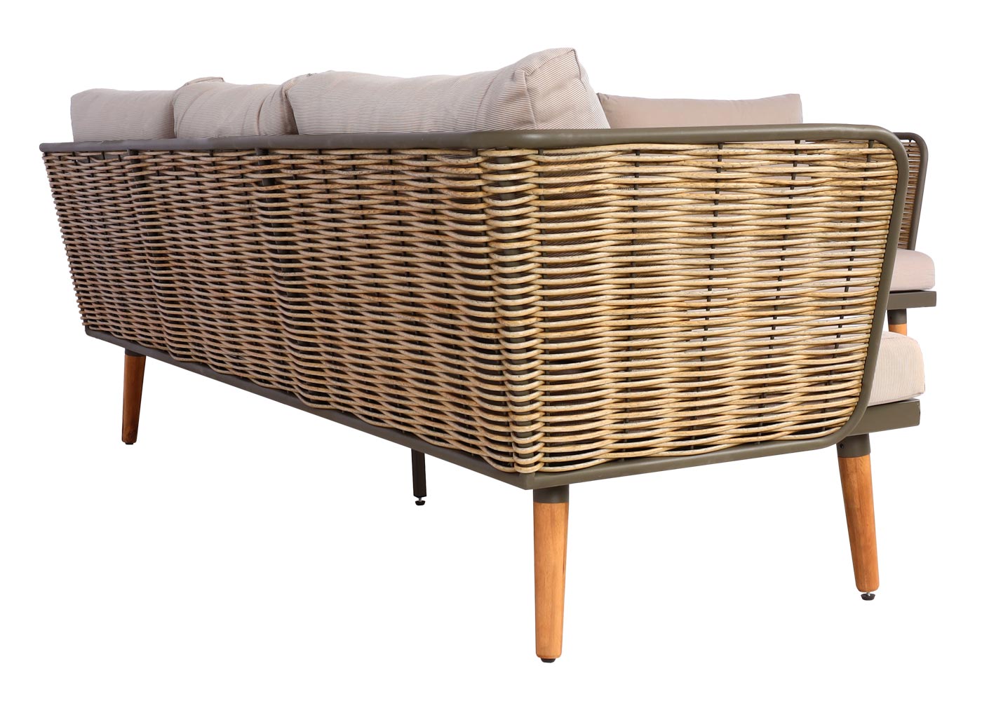 Tuinset MCW-L31, loungeset bank buiten, spun poly metaal poly rotan MVG-gecertificeerd ~ beige-bruin