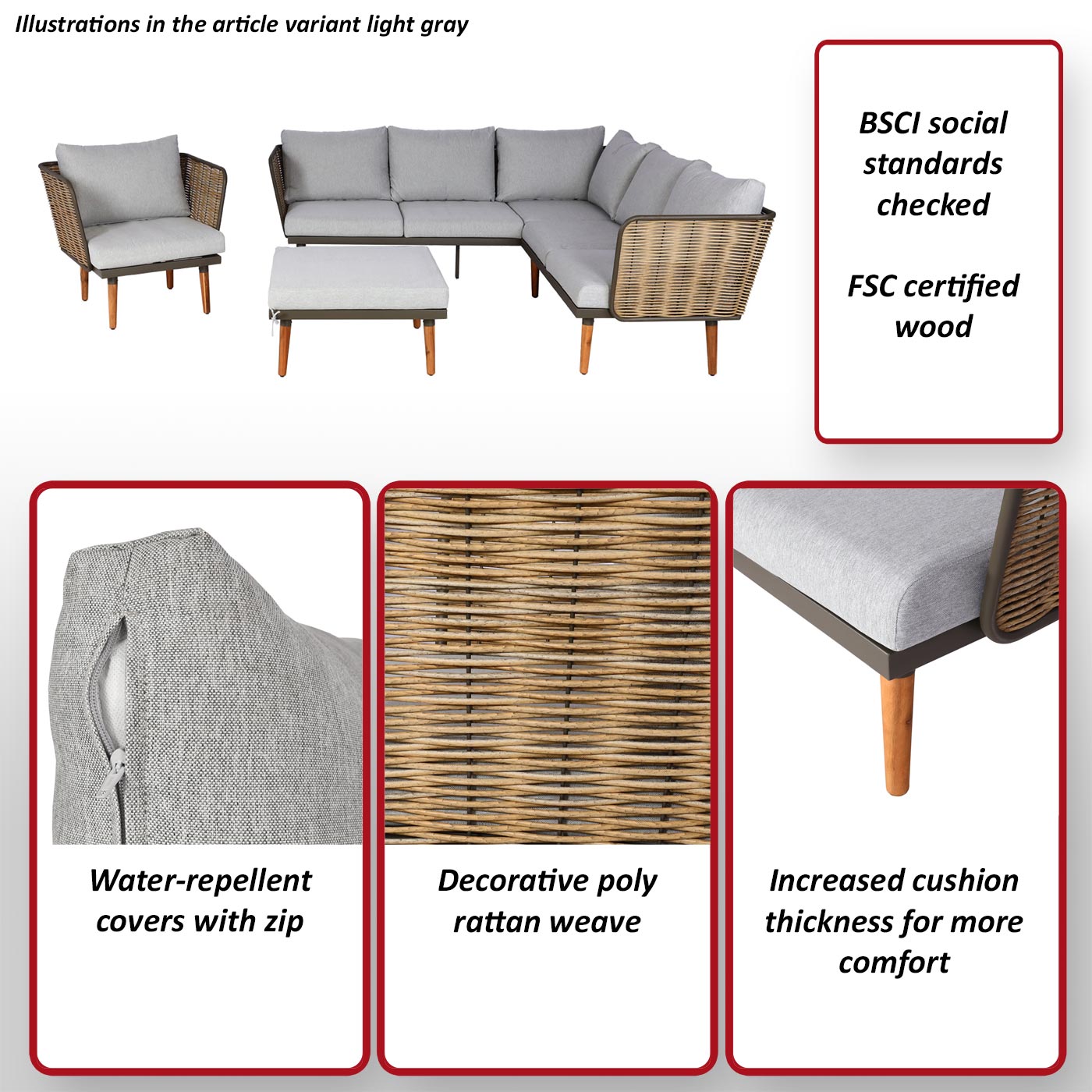 Tuinset MCW-L31, loungeset bank buiten, spun poly metaal poly rotan MVG-gecertificeerd ~ beige-bruin