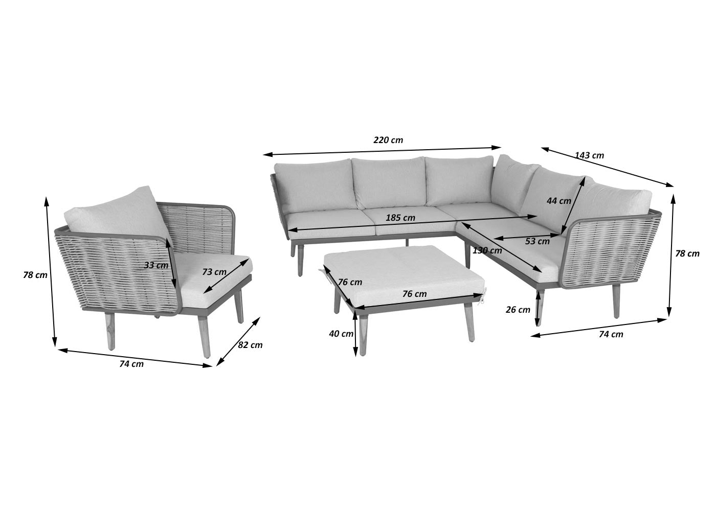 Tuinset MCW-L31, loungeset bank buiten, spun poly metaal poly rotan MVG-gecertificeerd ~ beige-bruin