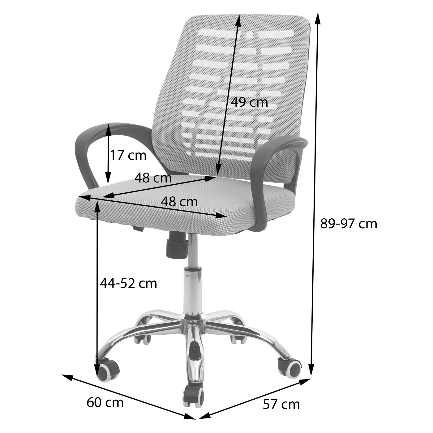 Bureaustoel MCW-L44, bureaustoel computerstoel, ergonomische rugleuning, netbespanning stof/textiel ~ zwart