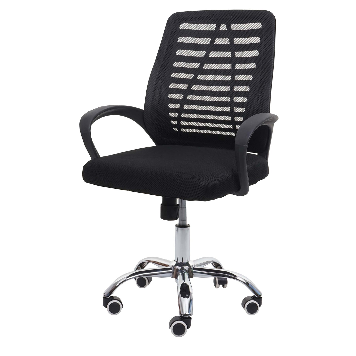 Bureaustoel MCW-L44, bureaustoel computerstoel, ergonomische rugleuning, netbespanning stof/textiel ~ zwart