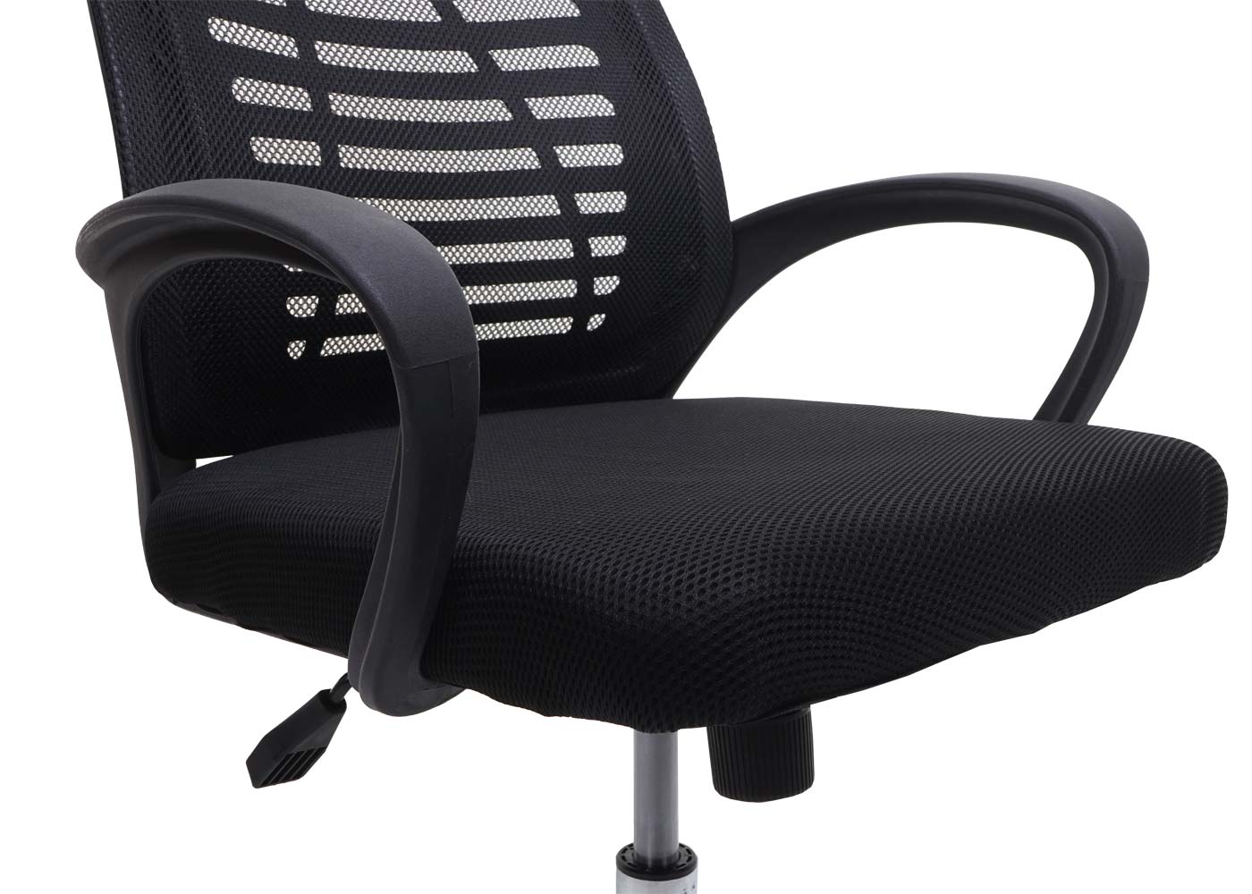 Bureaustoel MCW-L44, bureaustoel computerstoel, ergonomische rugleuning, netbespanning stof/textiel ~ zwart