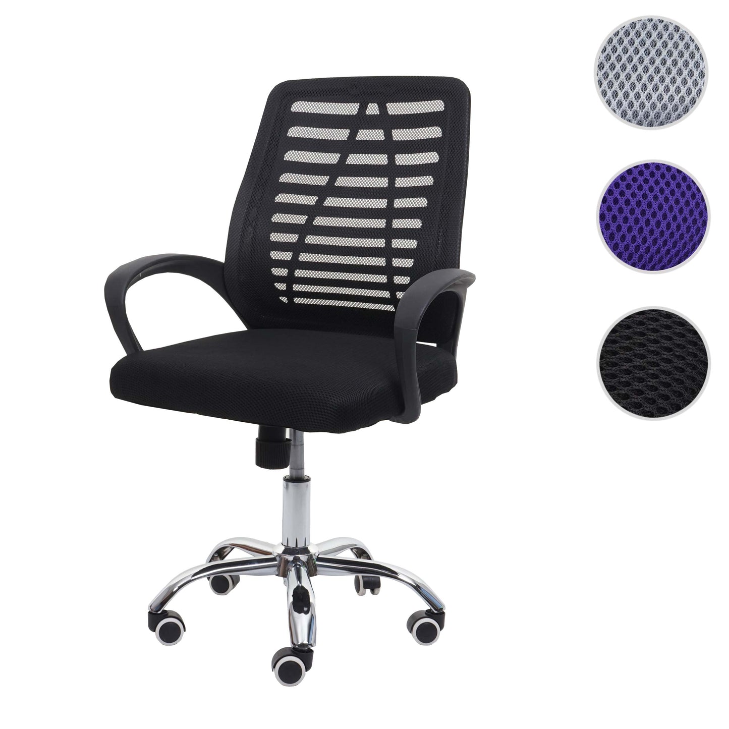 Bureaustoel MCW-L44, bureaustoel computerstoel, ergonomische rugleuning, netbespanning stof/textiel ~ zwart