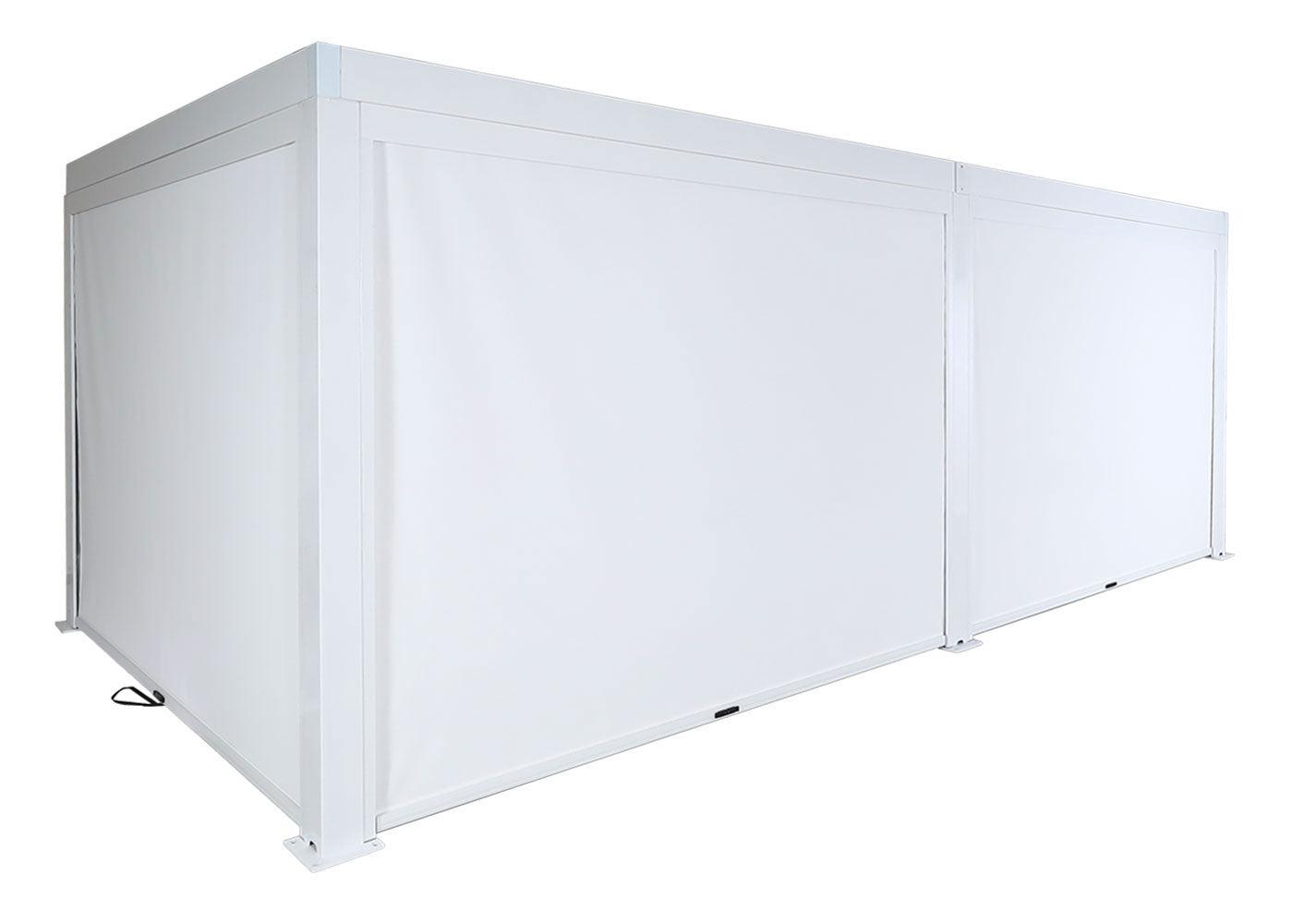 Pergola MCW-L46 met 6x zijwand, tuinpaviljoen lamellenrolgordijn, 11cm aluminium frame, stormvast 3x6m ~ wit
