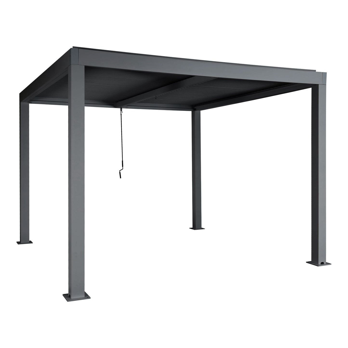 Pergola MCW-L46, tuinpaviljoen met latten, 11cm aluminium frame, stormvaste regengoot, 3x3m ~ antraciet