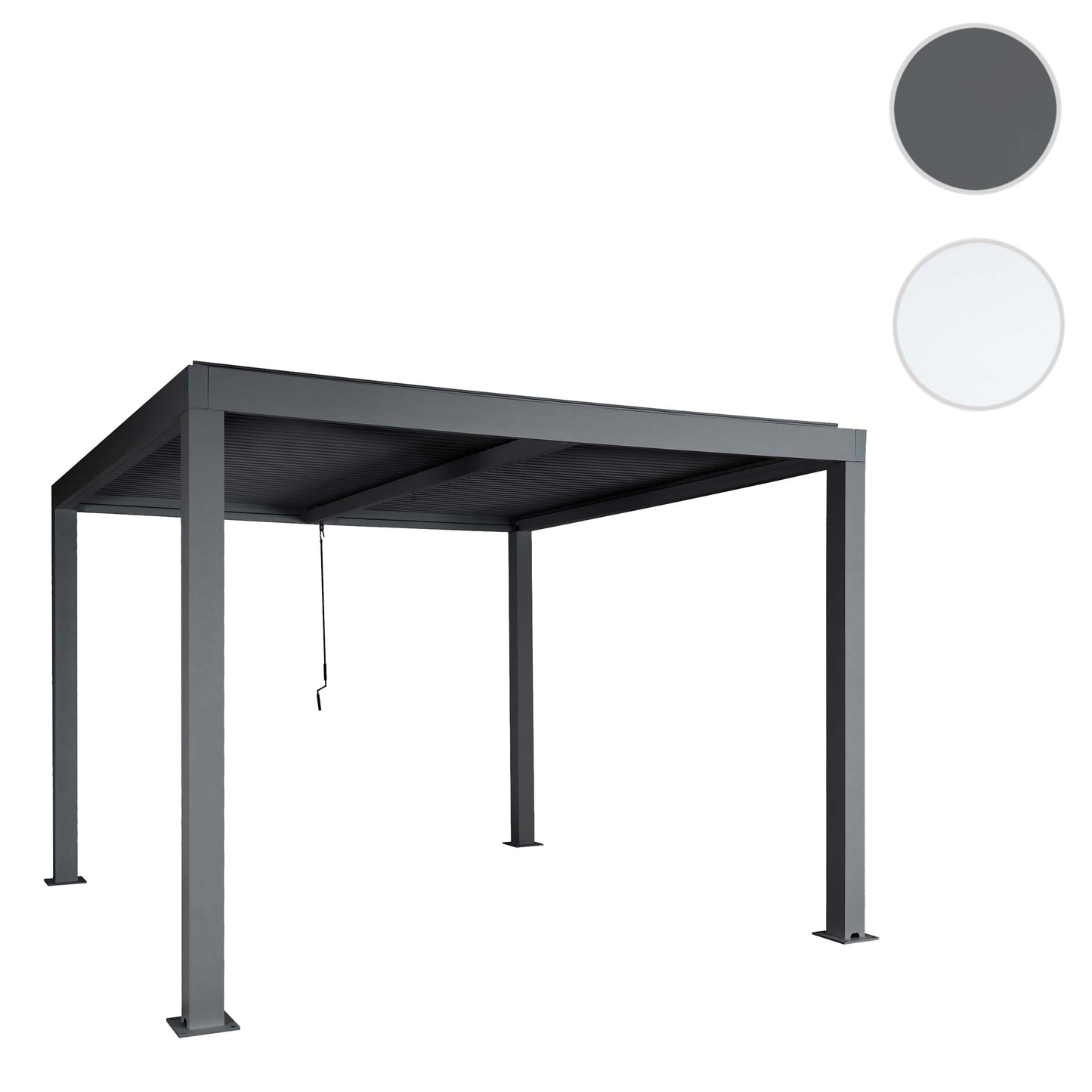 Pergola MCW-L46, tuinpaviljoen met latten, 11cm aluminium frame, stormvaste regengoot, 3x3m ~ antraciet