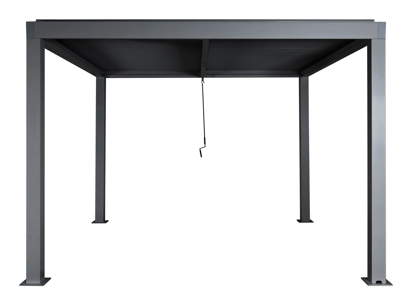 Pergola MCW-L46, tuinpaviljoen met latten, 11cm aluminium frame, stormvaste regengoot, 3x3m ~ antraciet
