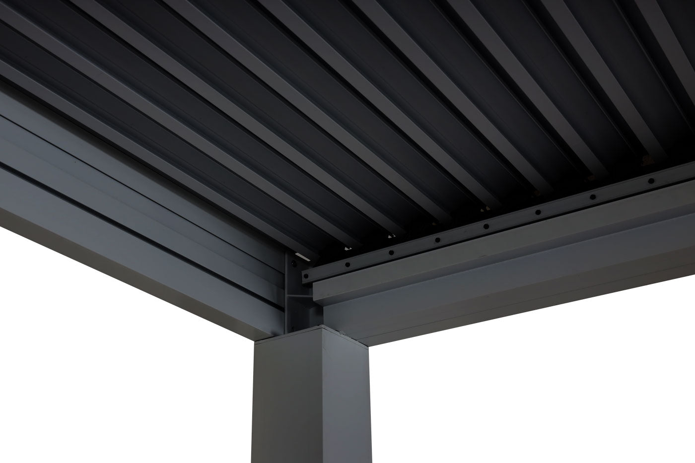 Pergola MCW-L46 met 6x zijwand, tuinpaviljoen lamellenrolgordijn, 11cm aluminium frame, stormvast 3x6m ~ antraciet