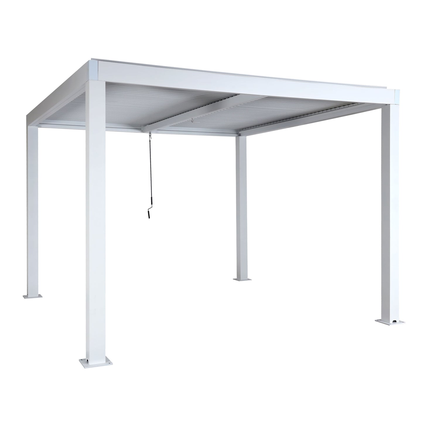 Pergola MCW-L46, tuinpaviljoen met latten, 11cm aluminium frame, stormvaste regengoot, 3x3m ~ wit