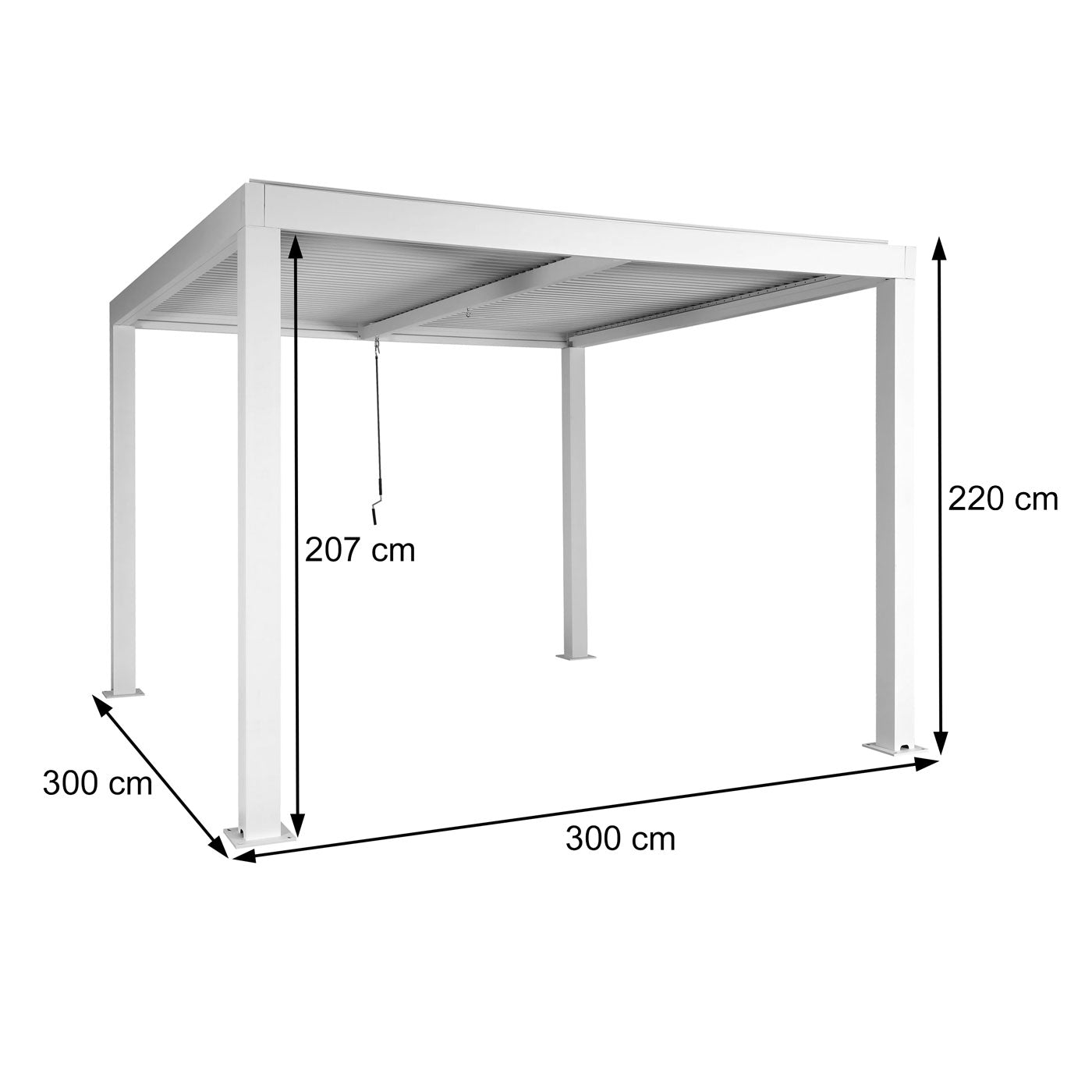 Pergola MCW-L46, tuinpaviljoen met latten, 11cm aluminium frame, stormvaste regengoot, 3x3m ~ antraciet