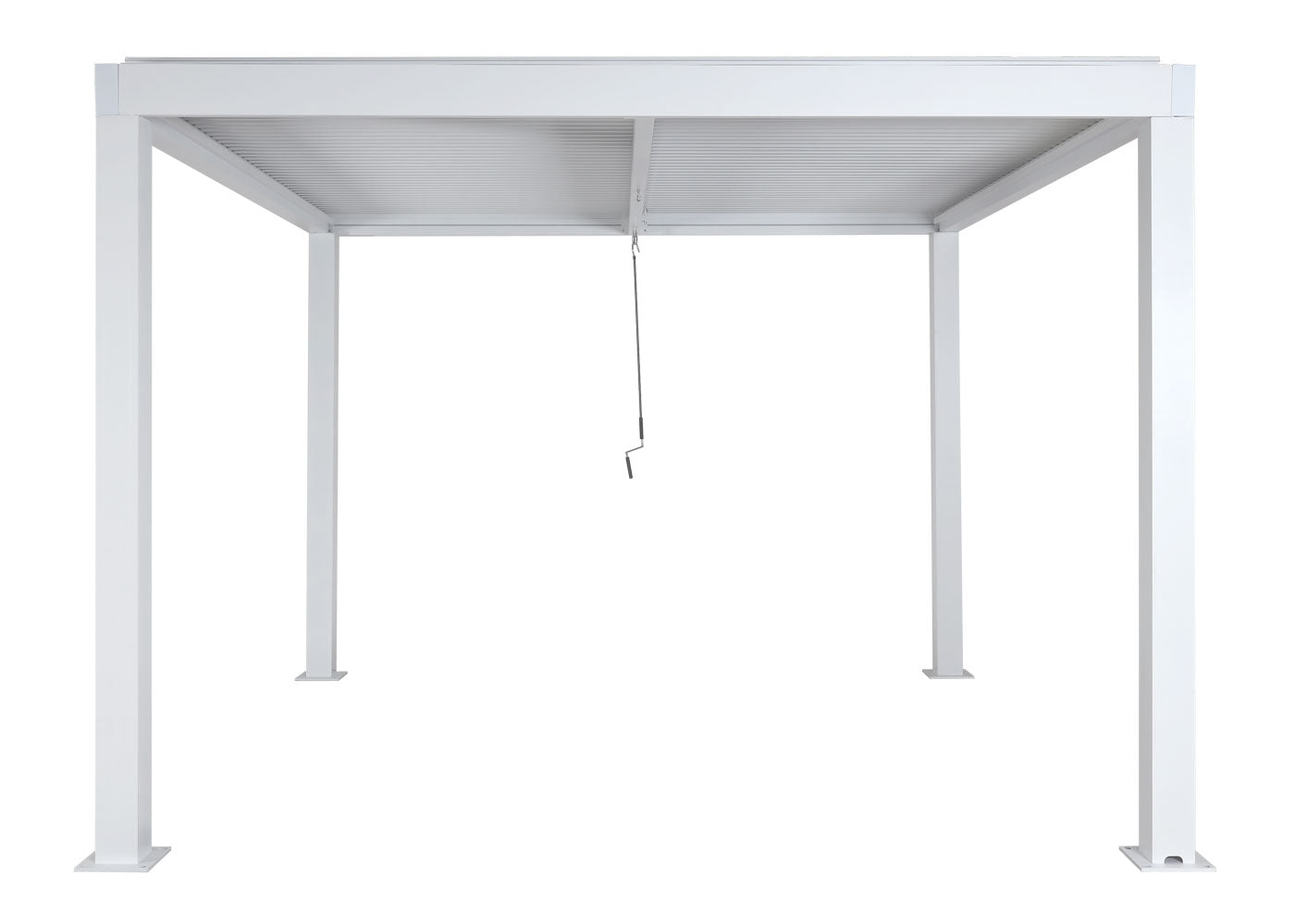 Pergola MCW-L46, tuinpaviljoen met latten, 11cm aluminium frame, stormvaste regengoot, 3x3m ~ wit