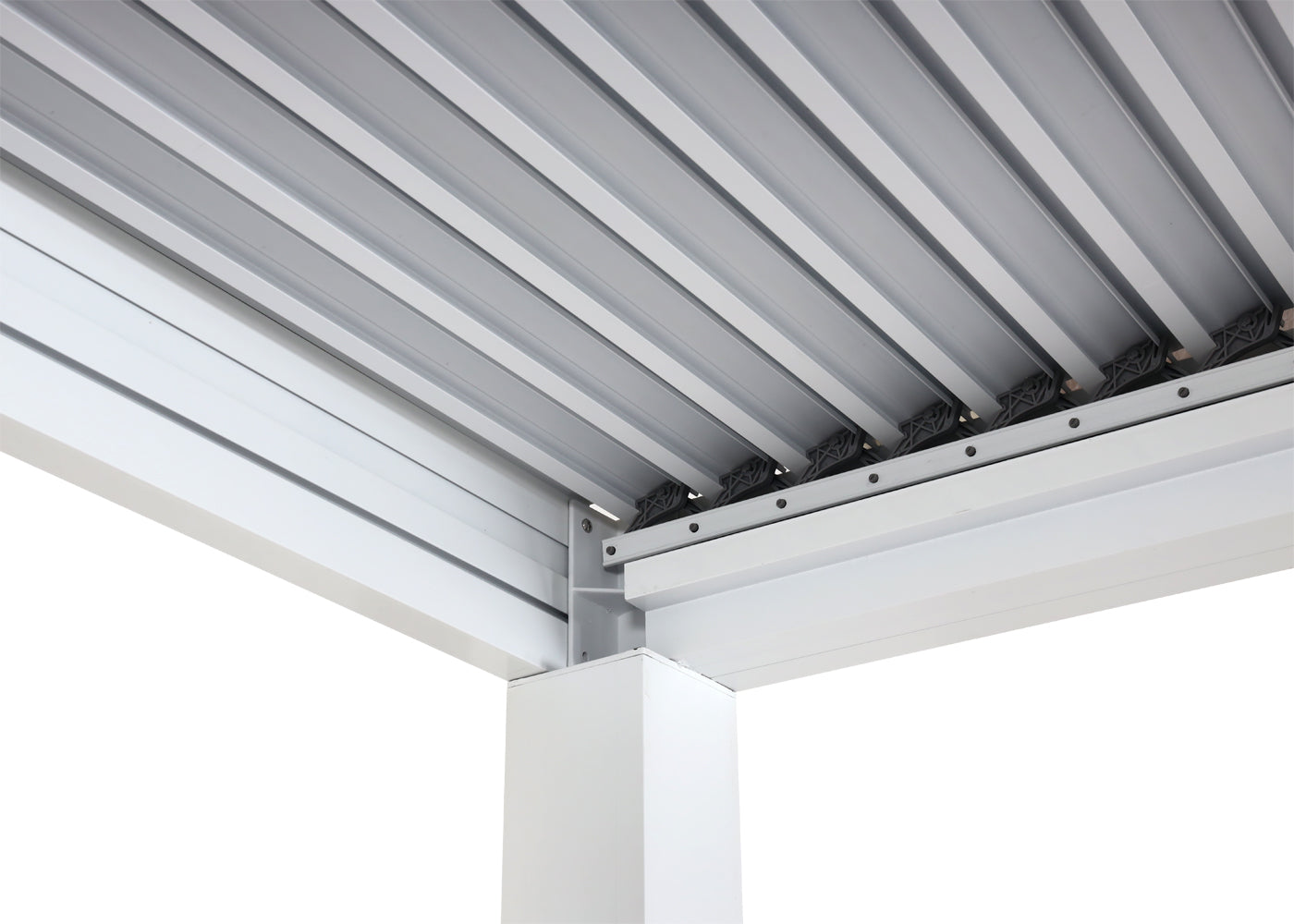 Pergola MCW-L46 met 6x zijwand, tuinpaviljoen lamellenrolgordijn, 11cm aluminium frame, stormvast 3x6m ~ wit