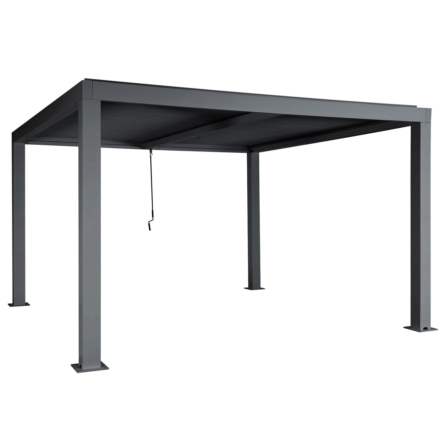 Pergola MCW-L46, tuinpaviljoen met latten, 10cm aluminium frame, stormvaste regengoot, 3x4m ~ antraciet