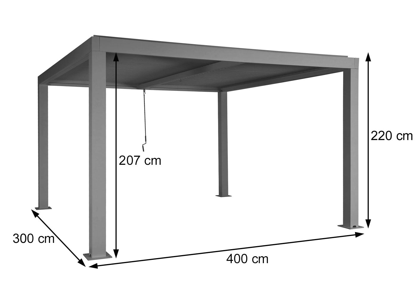 Pergola MCW-L46, tuinpaviljoen met latten, 10cm aluminium frame, stormvaste regengoot, 3x4m ~ antraciet