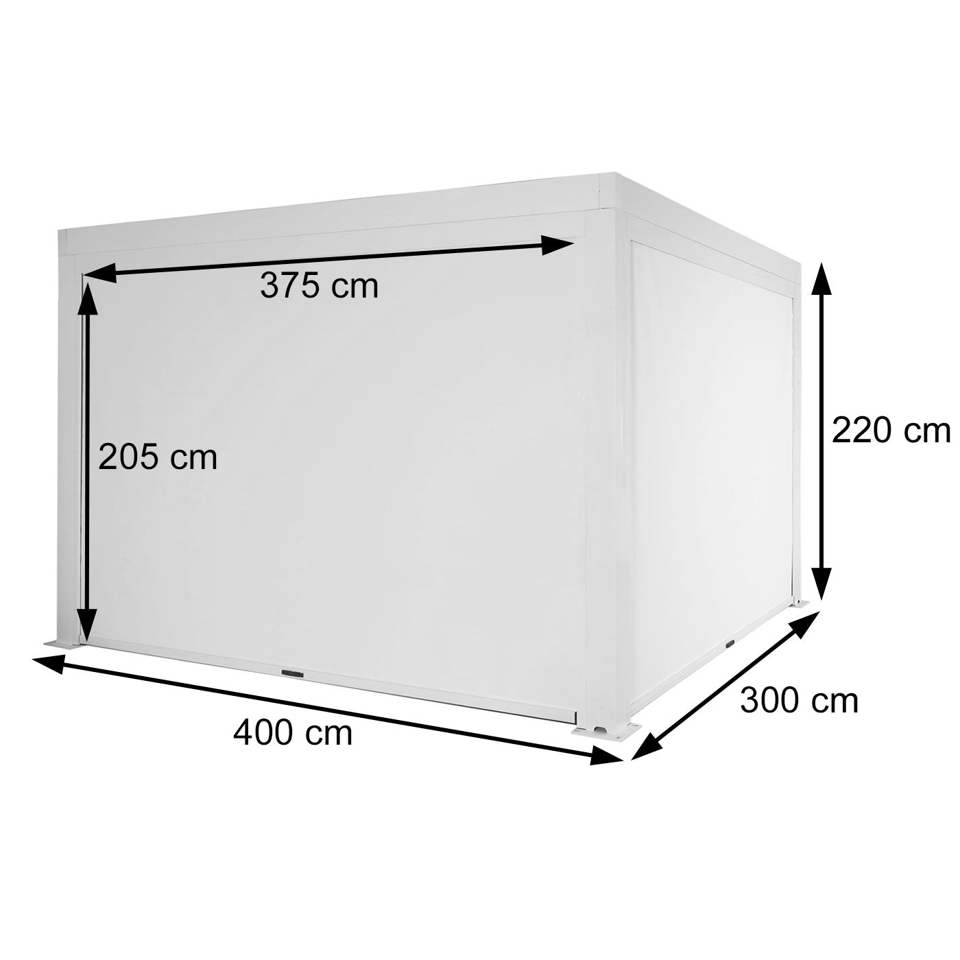 Pergola MCW-L46 met zijwand, tuinpaviljoen lamellenrolgordijn, 10cm aluminium frame, stormvast 3x4m ~ antraciet