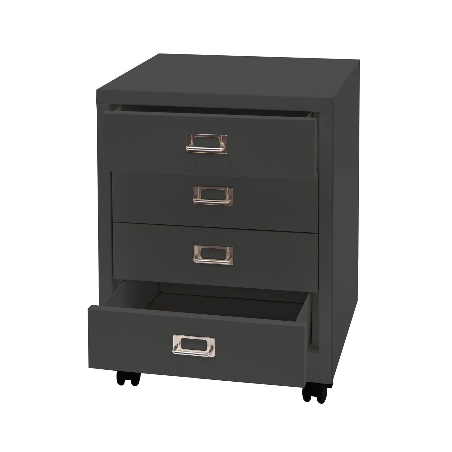 Verrijdbare ladekast MCW-L49, stalen ladekast archiefkast, metaal 55x40x41cm 4 laden ~ donkergrijs