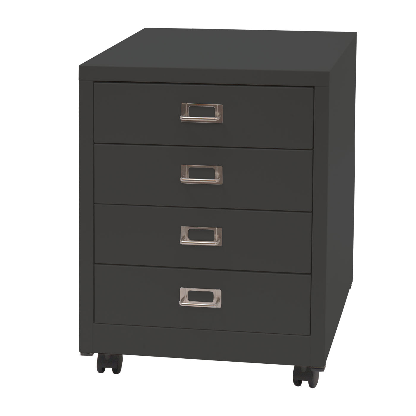 Verrijdbare ladekast MCW-L49, stalen ladekast archiefkast, metaal 55x40x41cm 4 laden ~ donkergrijs