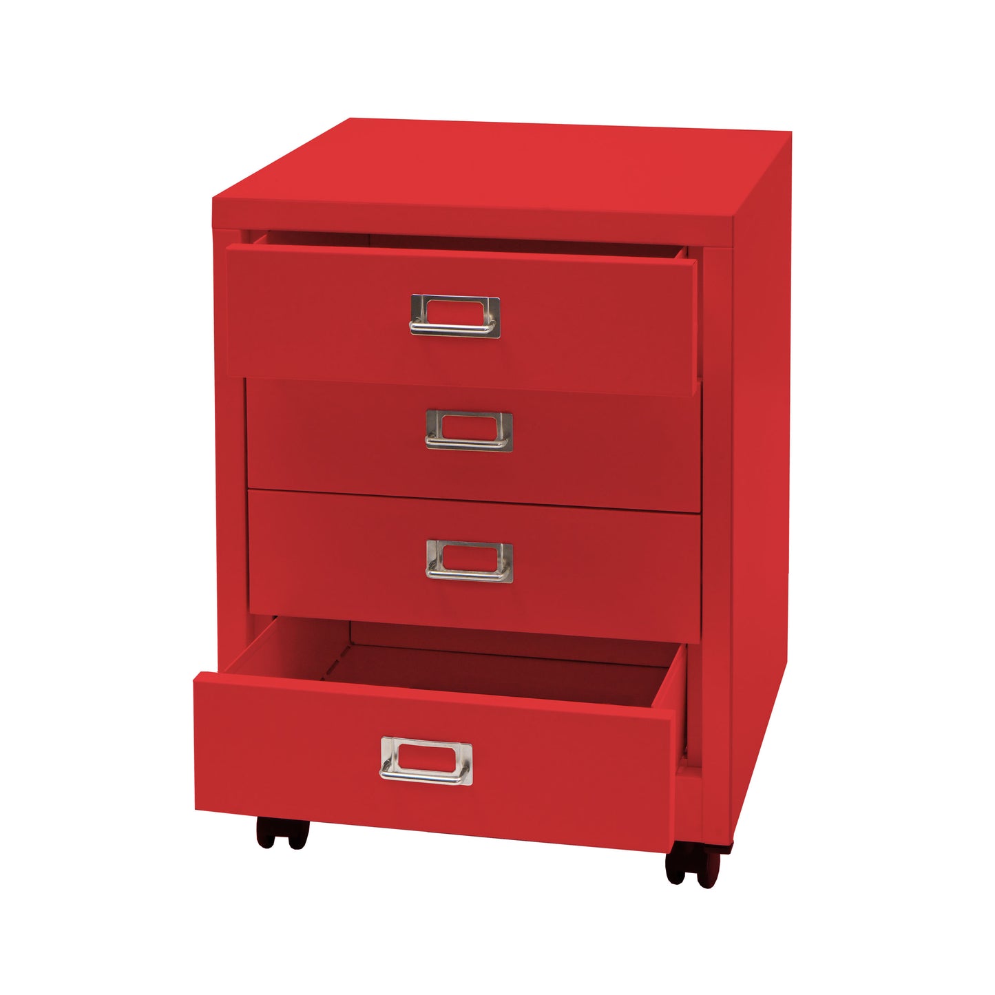 Verrijdbare ladekast MCW-L49, stalen ladekast archiefkast, metaal 55x40x41cm 4 laden ~ rood