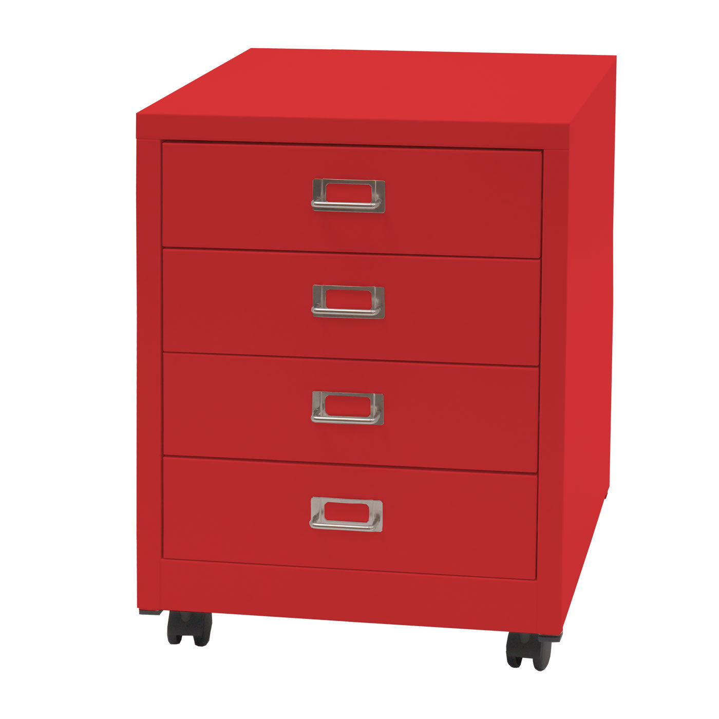 Verrijdbare ladekast MCW-L49, stalen ladekast archiefkast, metaal 55x40x41cm 4 laden ~ rood