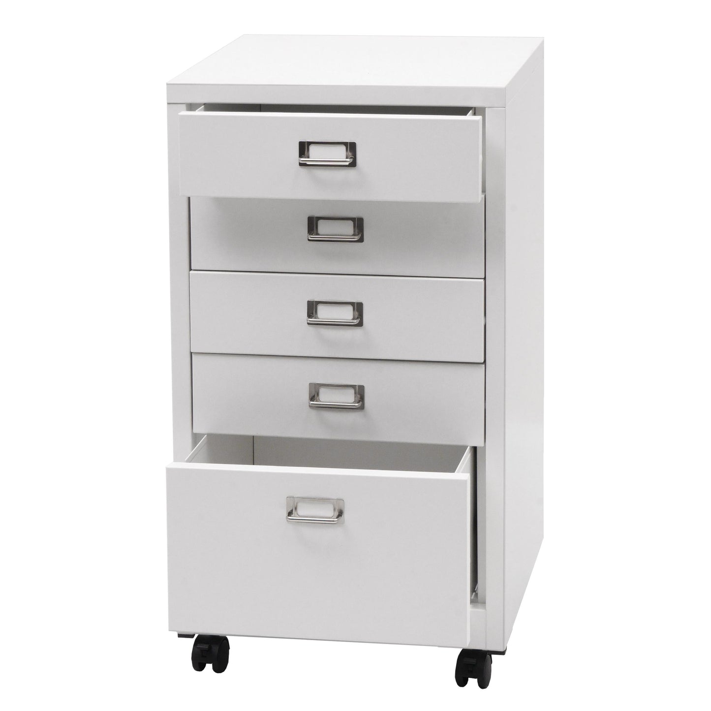 Verrijdbare ladekast MCW-L49, stalen ladekast archiefkast, metaal 75x40x41cm 5 laden ~ wit