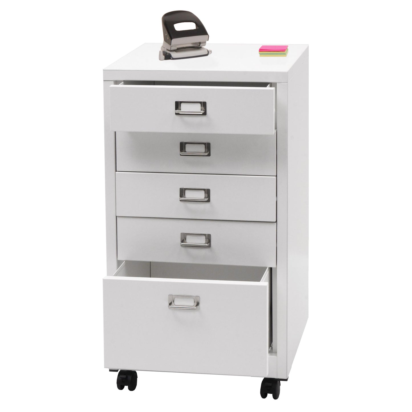 Verrijdbare ladekast MCW-L49, stalen ladekast archiefkast, metaal 75x40x41cm 5 laden ~ wit