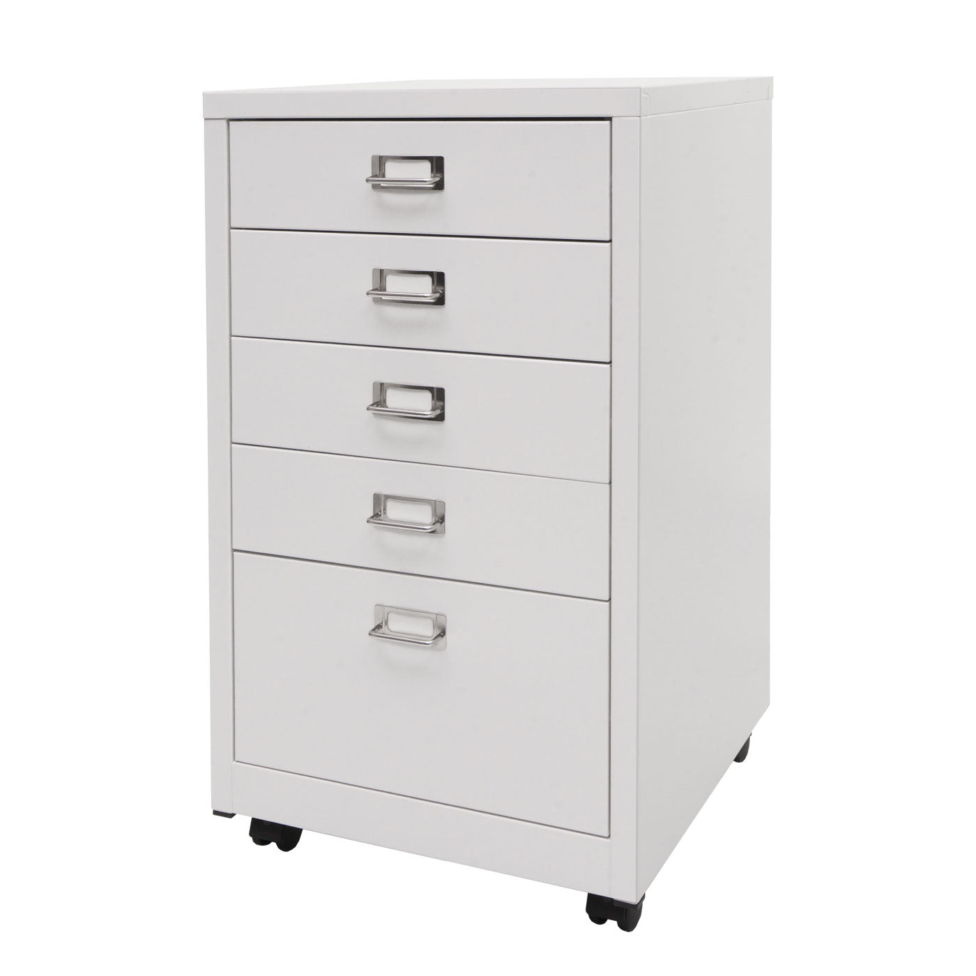 Verrijdbare ladekast MCW-L49, stalen ladekast archiefkast, metaal 75x40x41cm 5 laden ~ wit