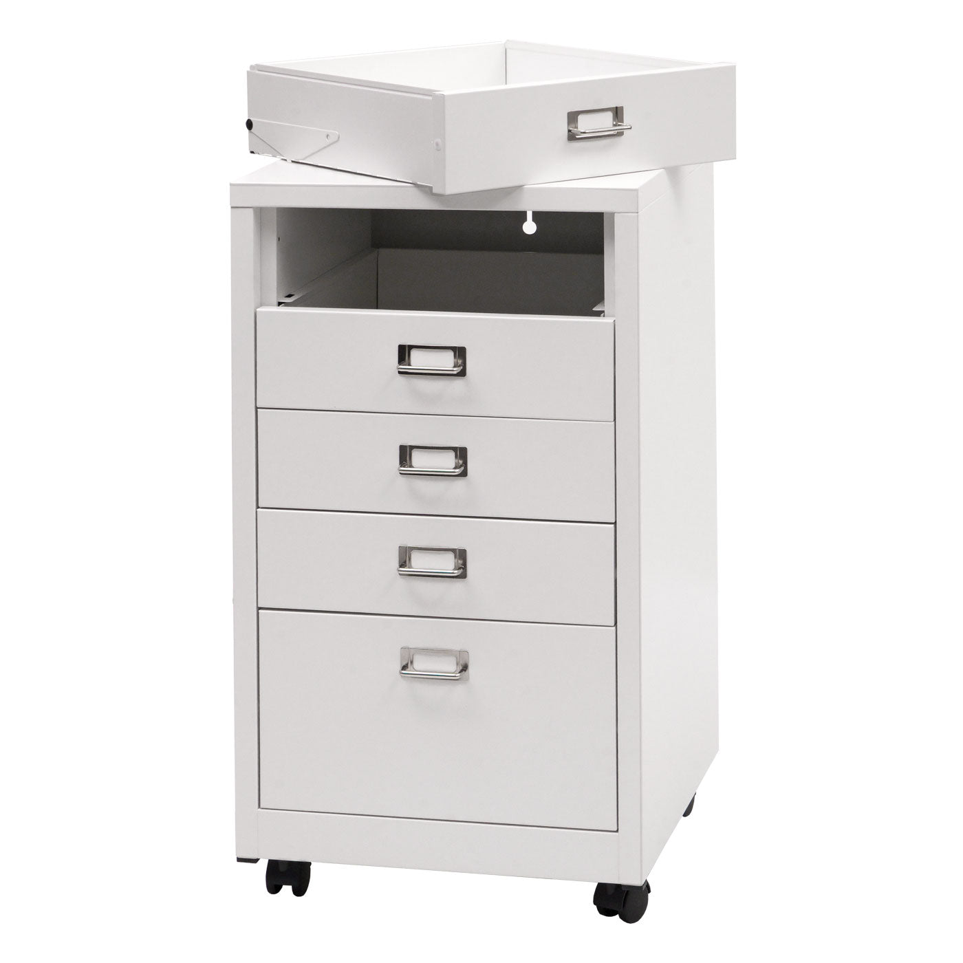 Verrijdbare ladekast MCW-L49, stalen ladekast archiefkast, metaal 75x40x41cm 5 laden ~ wit
