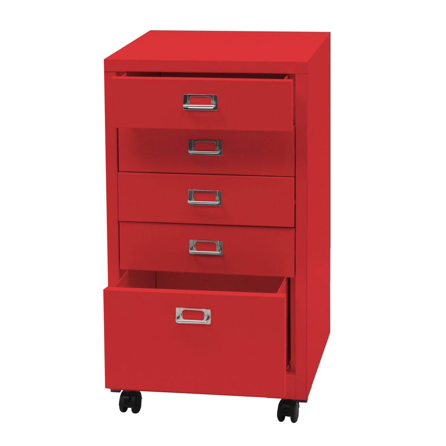 Verrijdbare ladekast MCW-L49, stalen ladekast archiefkast, metaal 75x40x41cm 5 laden ~ rood