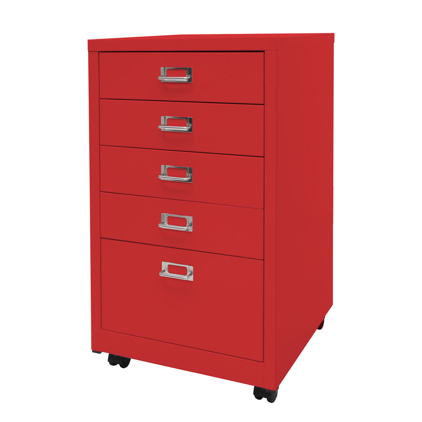 Verrijdbare ladekast MCW-L49, stalen ladekast archiefkast, metaal 75x40x41cm 5 laden ~ rood