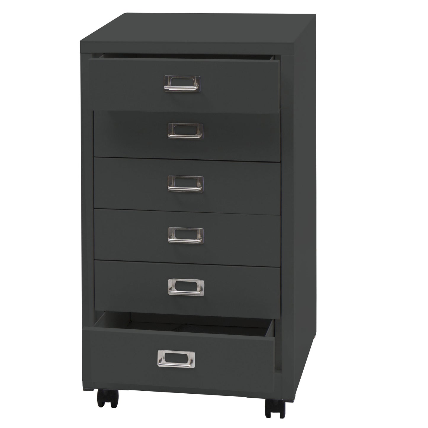 Verrijdbare ladekast MCW-L49, stalen ladekast archiefkast, metaal 75x40x41cm 6 laden ~ donkergrijs