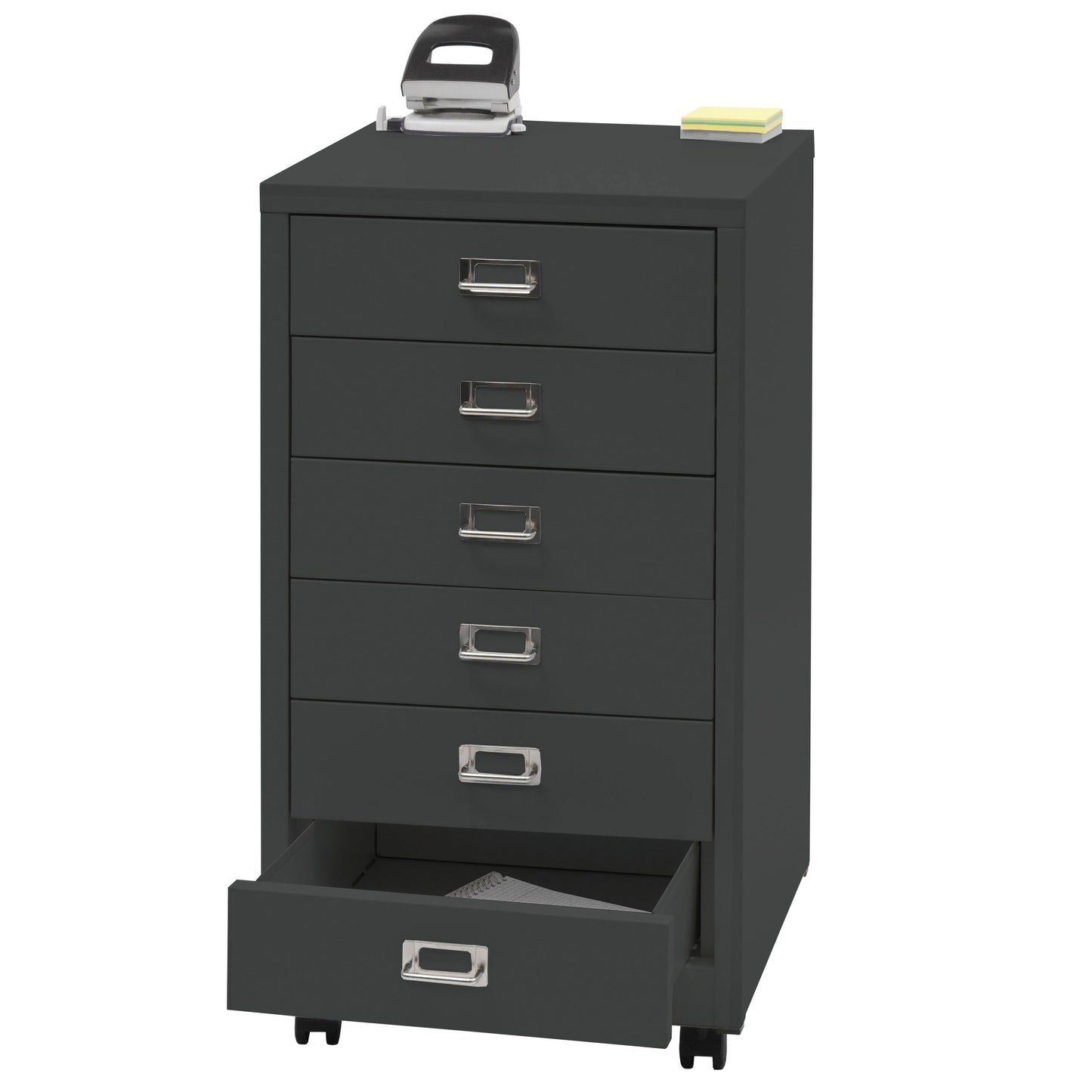 Verrijdbare ladekast MCW-L49, stalen ladekast archiefkast, metaal 75x40x41cm 6 laden ~ donkergrijs