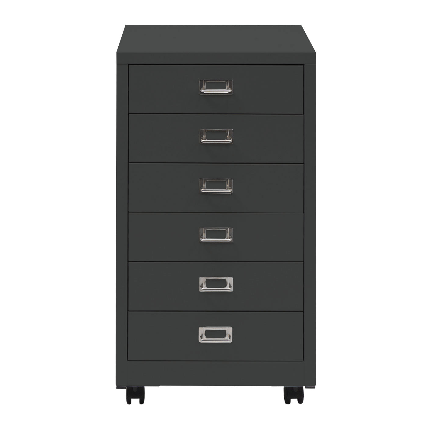 Verrijdbare ladekast MCW-L49, stalen ladekast archiefkast, metaal 75x40x41cm 6 laden ~ donkergrijs