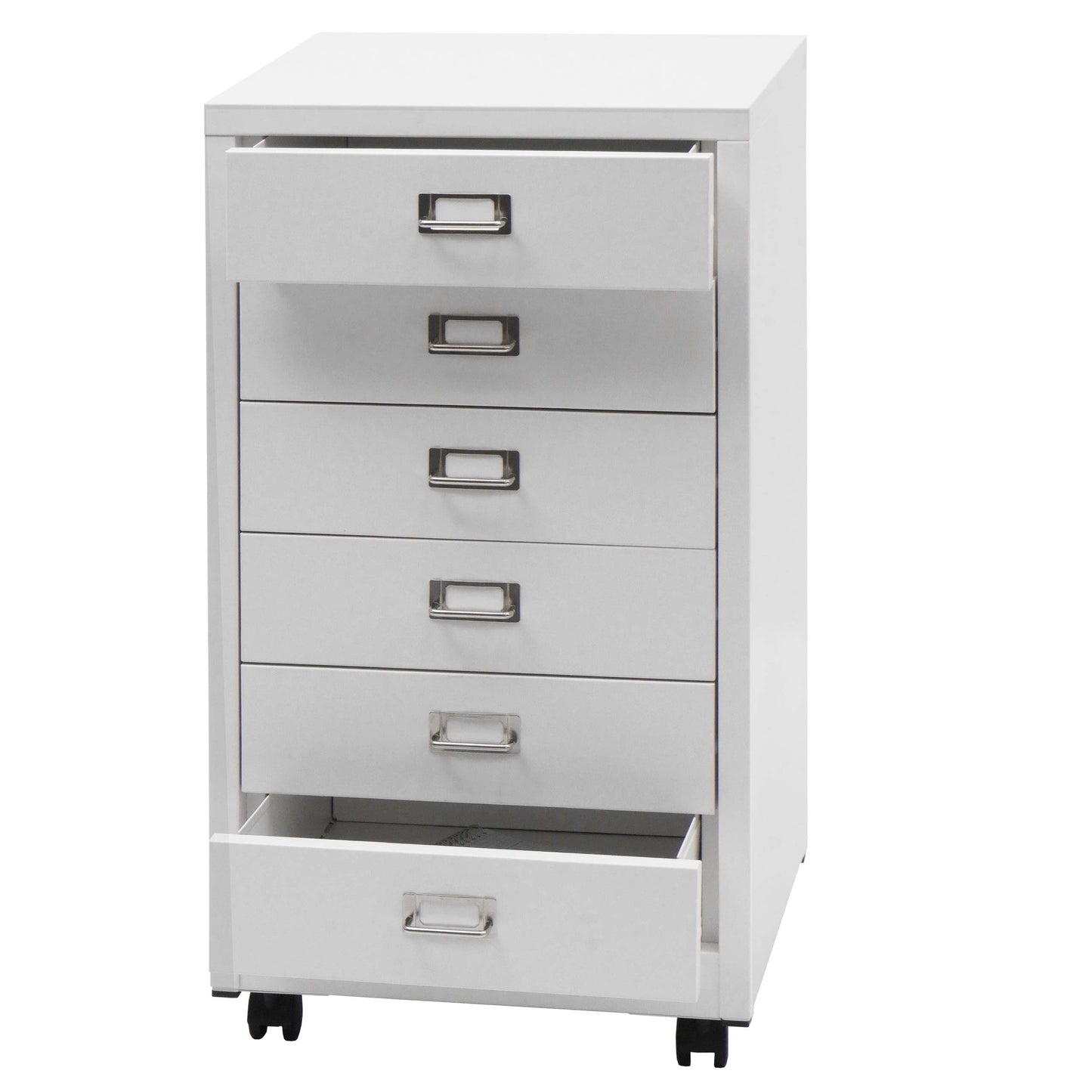 Verrijdbare ladekast MCW-L49, stalen ladekast archiefkast, metaal 75x40x41cm 6 laden ~ wit