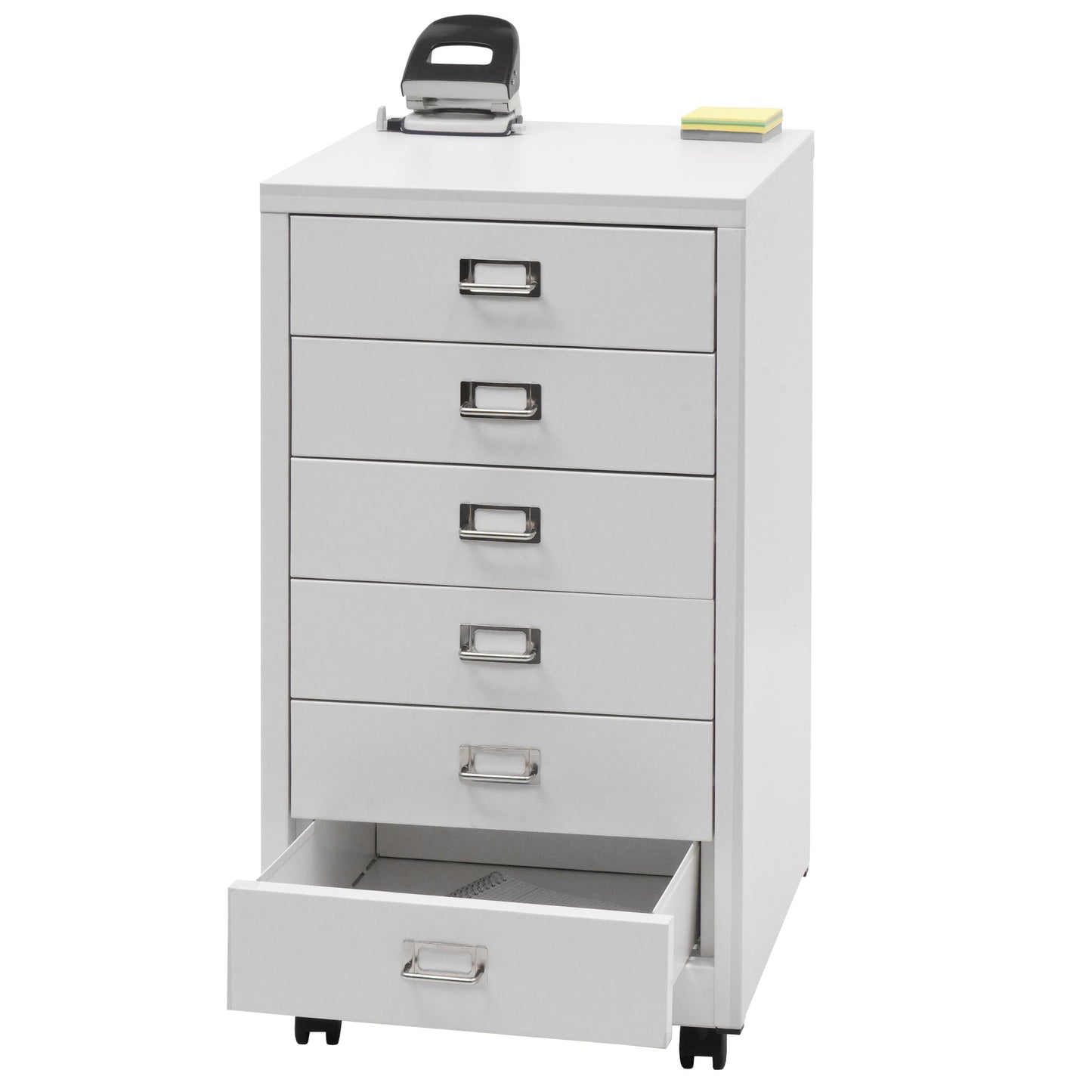 Verrijdbare ladekast MCW-L49, stalen ladekast archiefkast, metaal 75x40x41cm 6 laden ~ wit