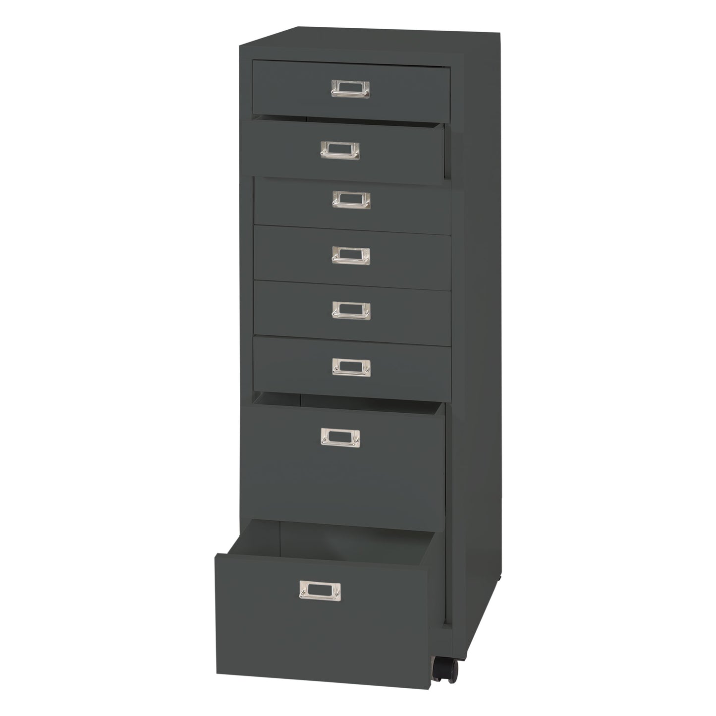 Verrijdbare ladekast MCW-L49, stalen ladekast archiefkast, metaal 115x40x41cm 8 laden ~ donkergrijs