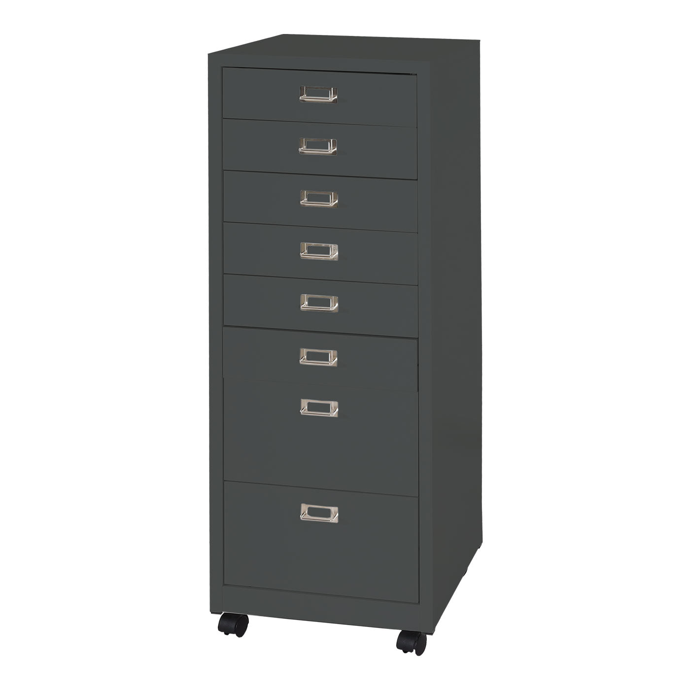 Verrijdbare ladekast MCW-L49, stalen ladekast archiefkast, metaal 115x40x41cm 8 laden ~ donkergrijs