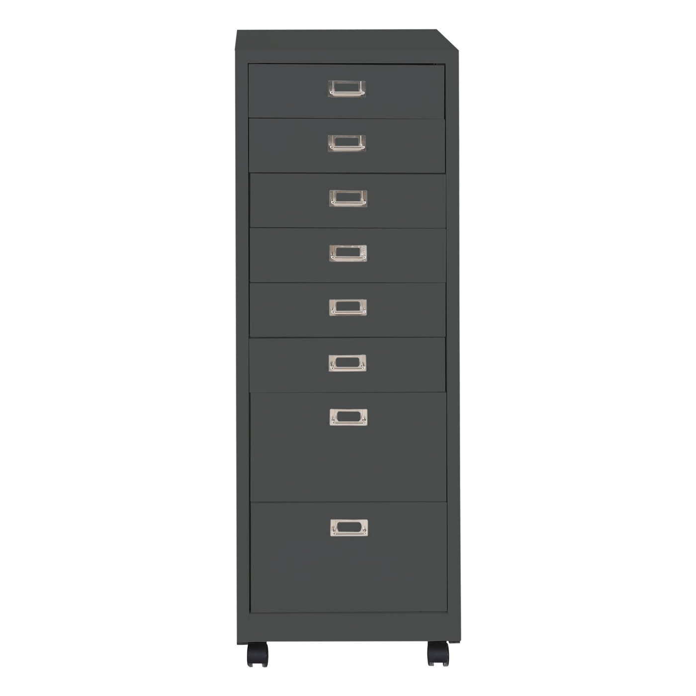 Verrijdbare ladekast MCW-L49, stalen ladekast archiefkast, metaal 115x40x41cm 8 laden ~ donkergrijs