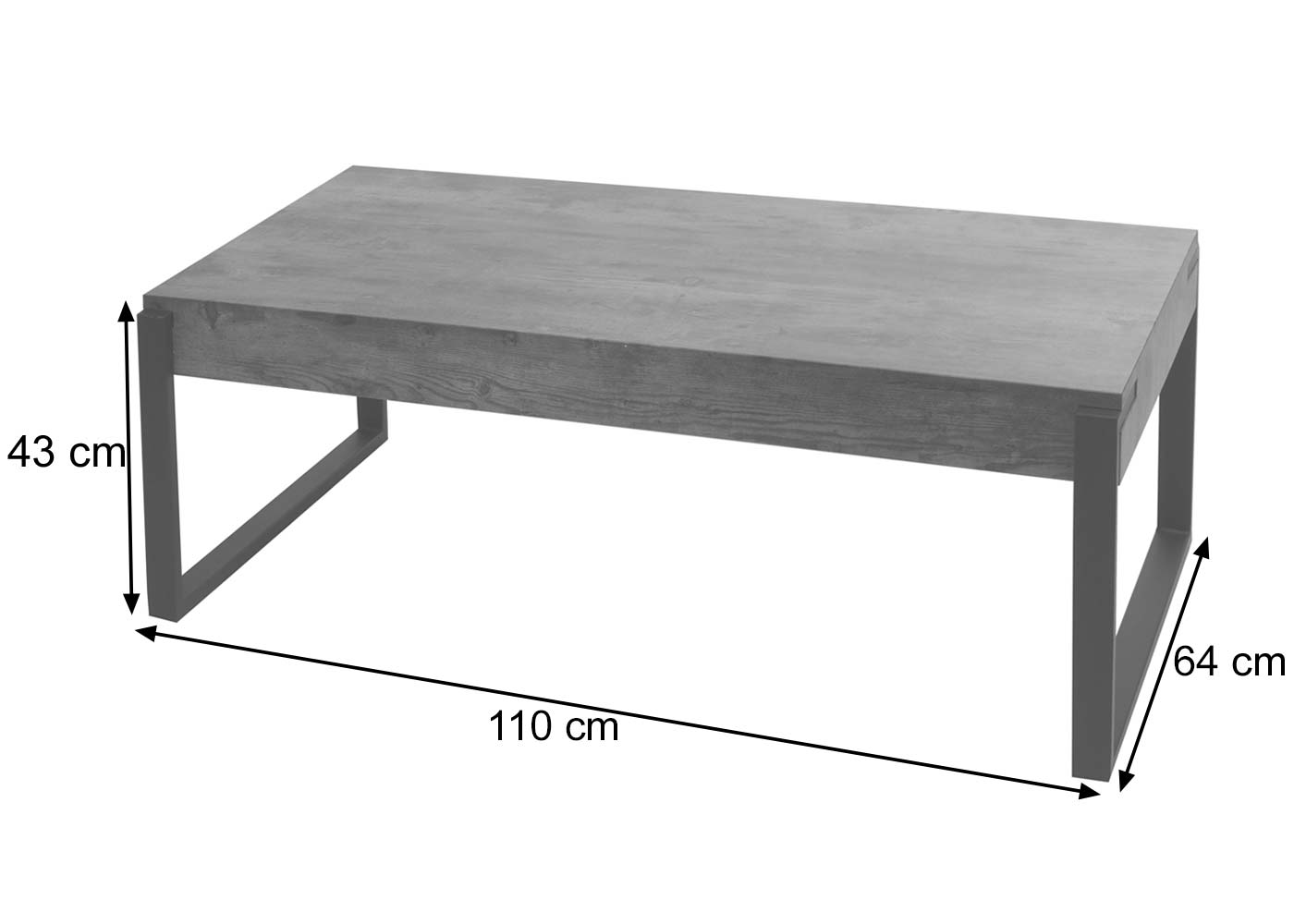 Salontafel MCW-L53, woonkamertafel bijzettafel sofatafel, metaal 43x110x64cm ~ marmer look grijs