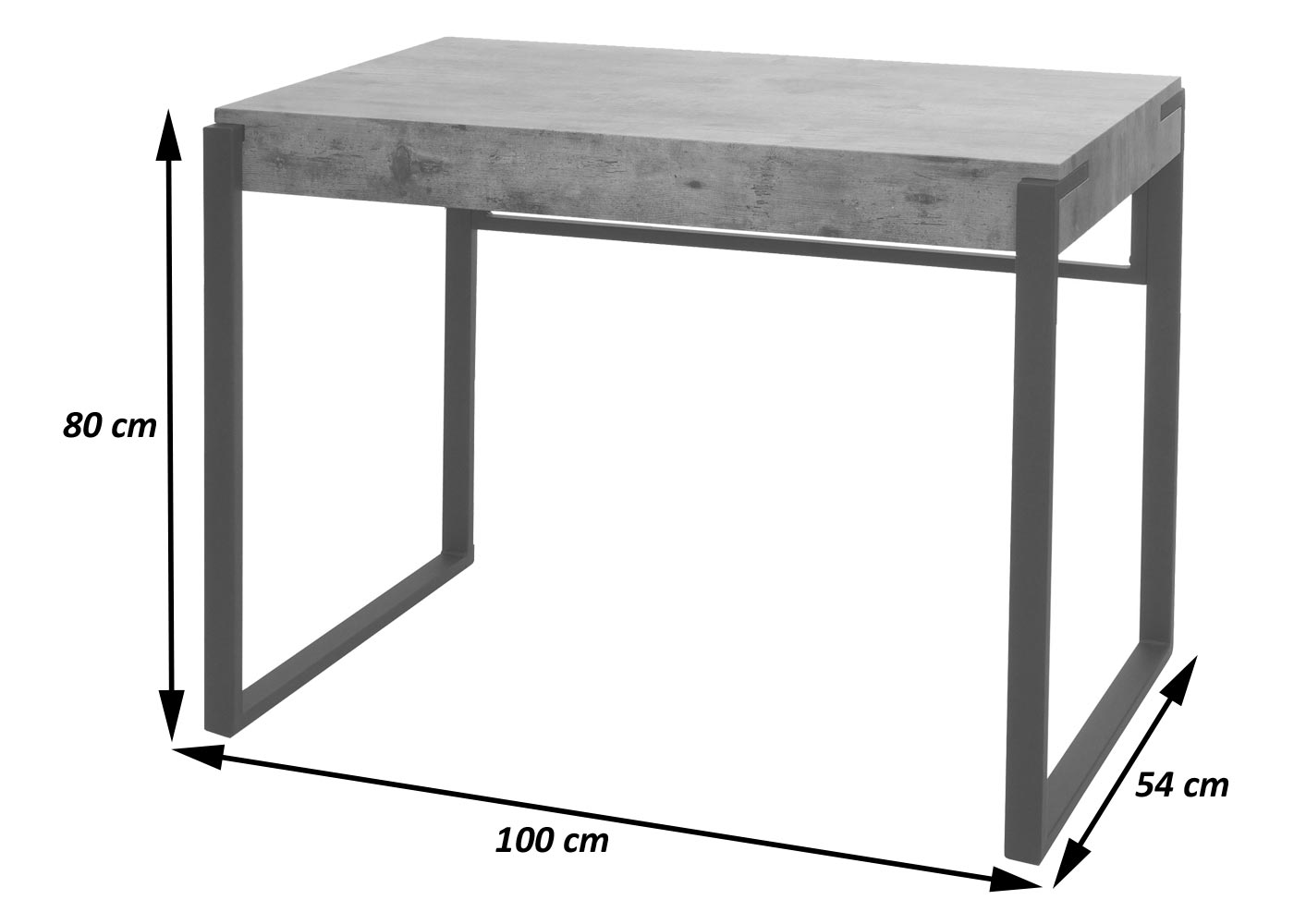 Bureau MCW-L53, bureau computer bureau werktafel, metaal 100x54cm ~ marmer look grijs
