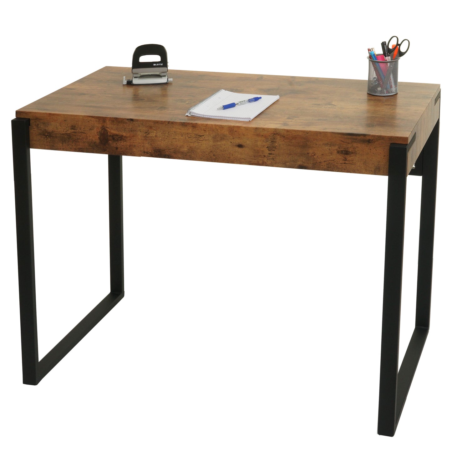 Bureau MCW-L53, bureau computer bureau werkblad, metaal 100x54cm ~ donker wild eiken