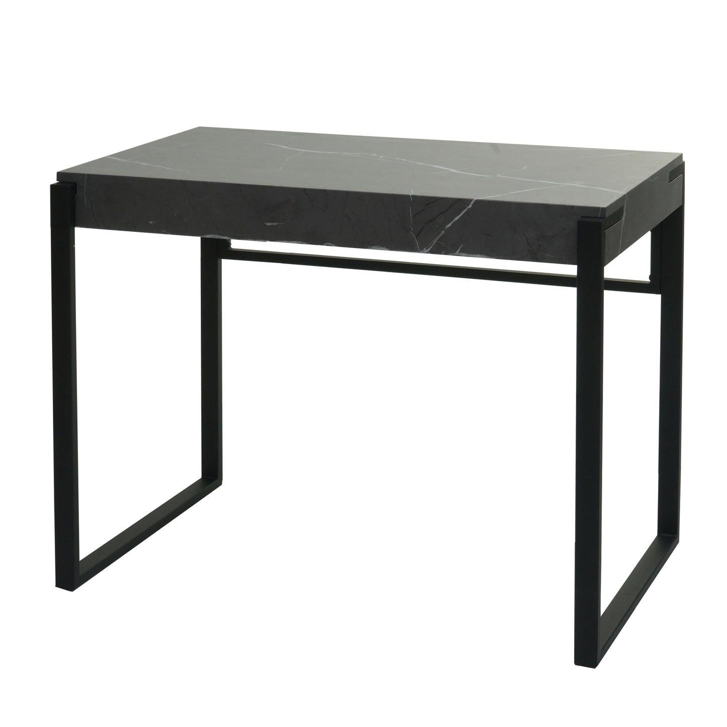 Bureau MCW-L53, bureau computer bureau werktafel, metaal 100x54cm ~ marmer look grijs