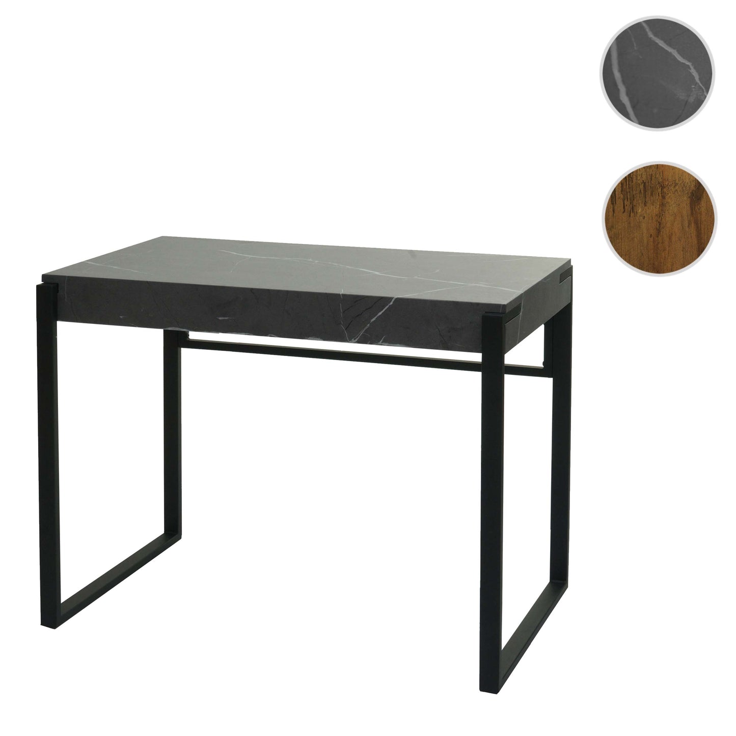 Bureau MCW-L53, bureau computer bureau werktafel, metaal 100x54cm ~ marmer look grijs