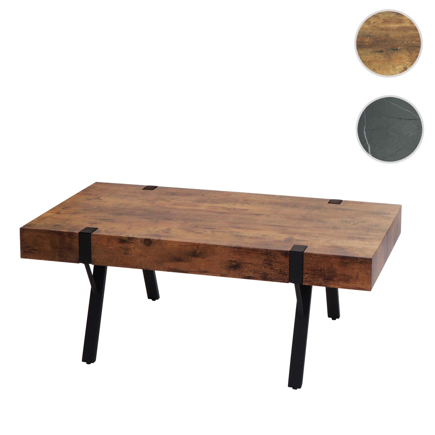 Salontafel MCW-L54, woonkamertafel bijzettafel sofatafel, metaal 43x110x60cm ~ donker wild eiken