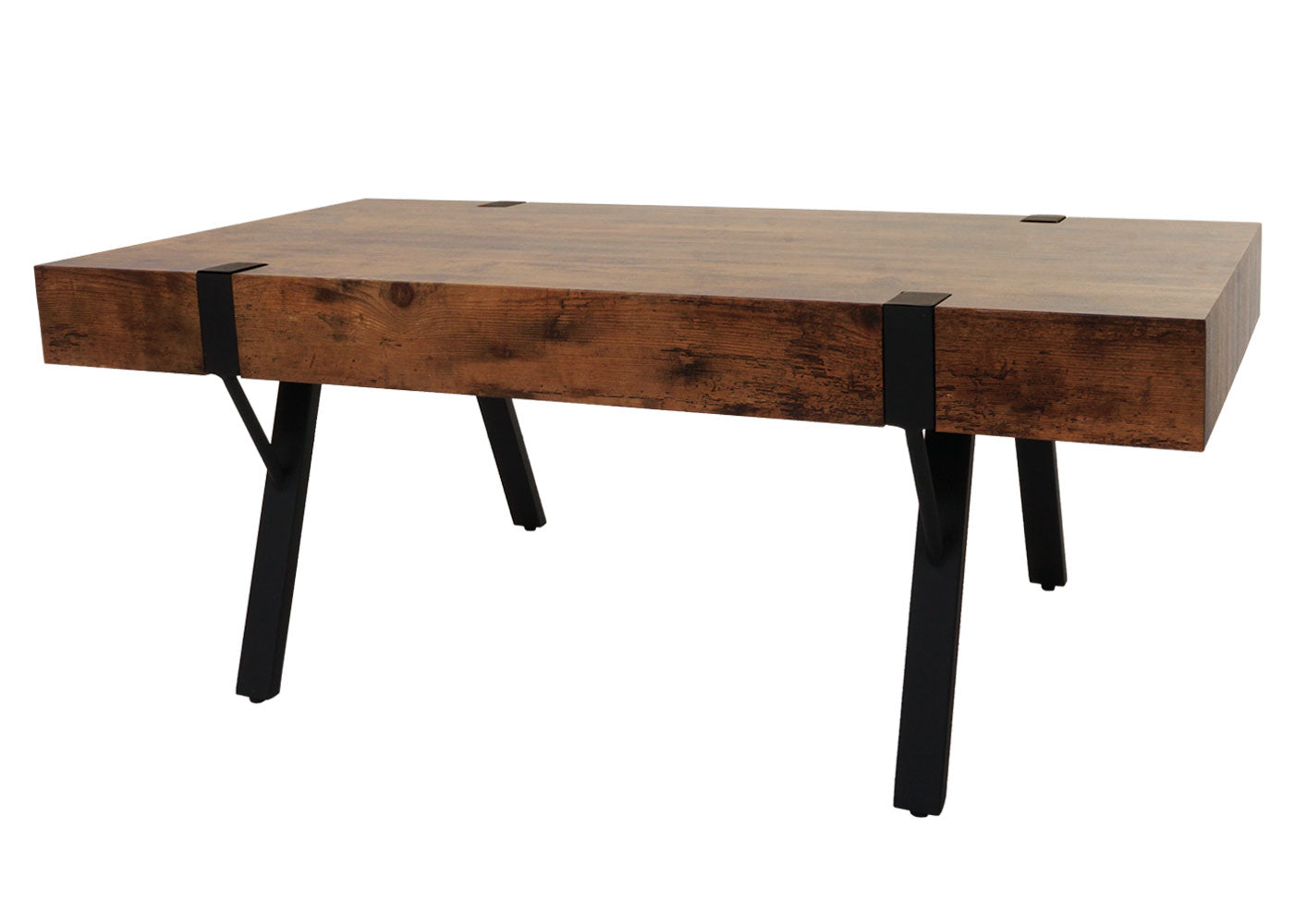 Salontafel MCW-L54, woonkamertafel bijzettafel sofatafel, metaal 43x110x60cm ~ donker wild eiken
