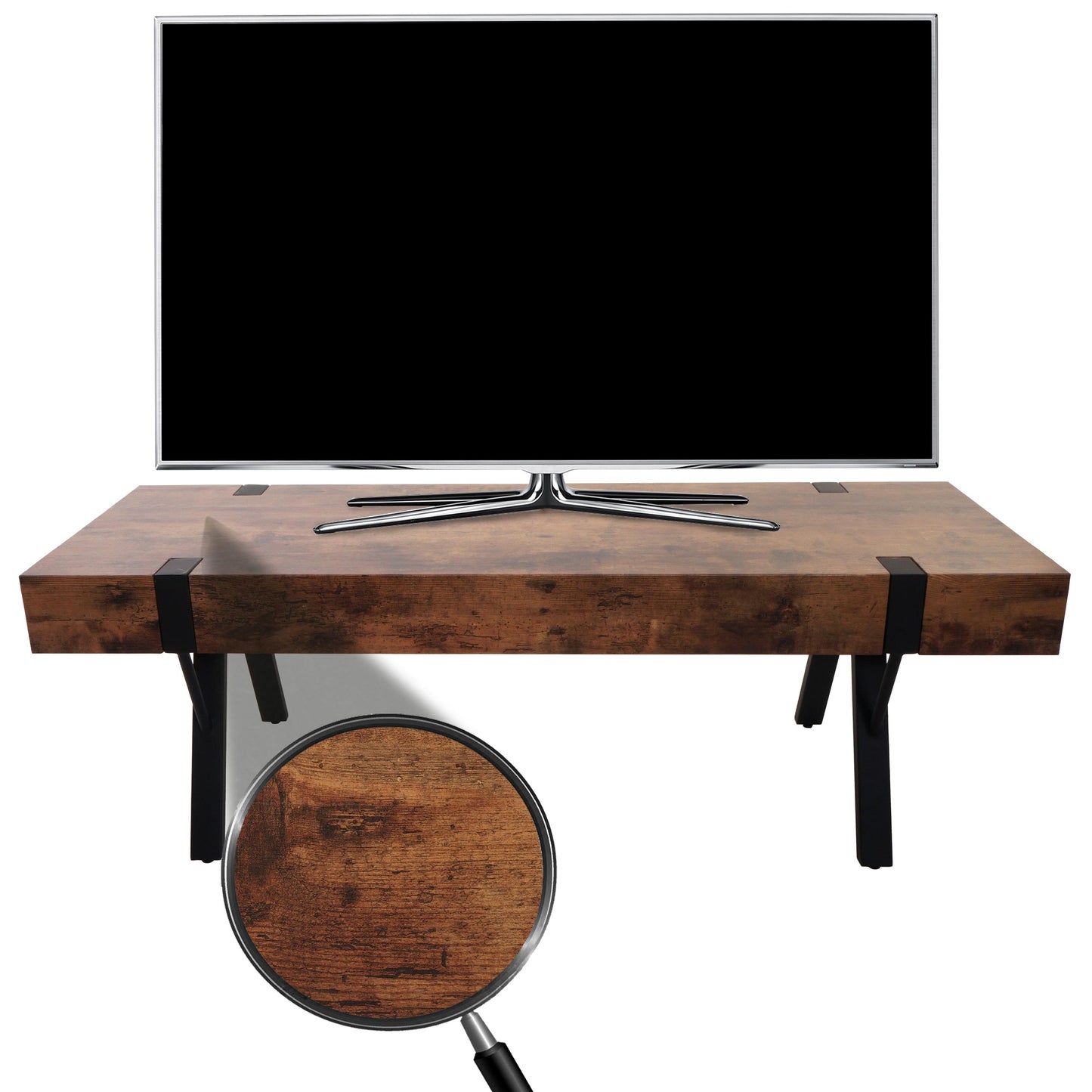 TV-rek MCW-L54, TV-tafel lowboard TV-tafel, metaal 42x120x40cm ~ donker wild eiken