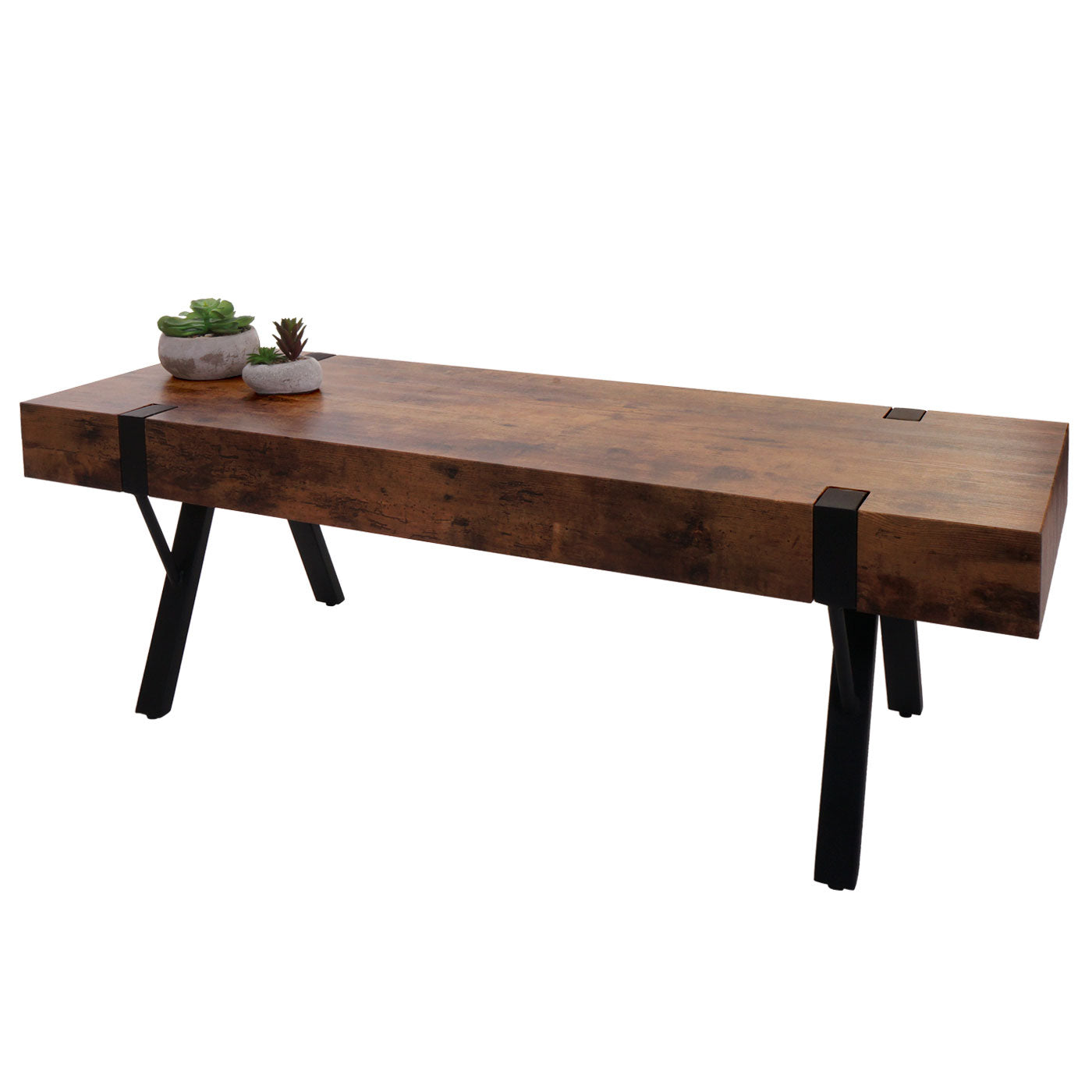 TV-rek MCW-L54, TV-tafel lowboard TV-tafel, metaal 42x120x40cm ~ donker wild eiken